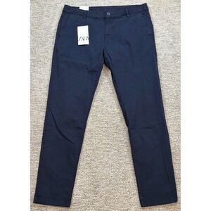 ZARA‎ Men's Navy Blue Pants 36x30 Skinny Fit Stretch Pockets Preppy NWT